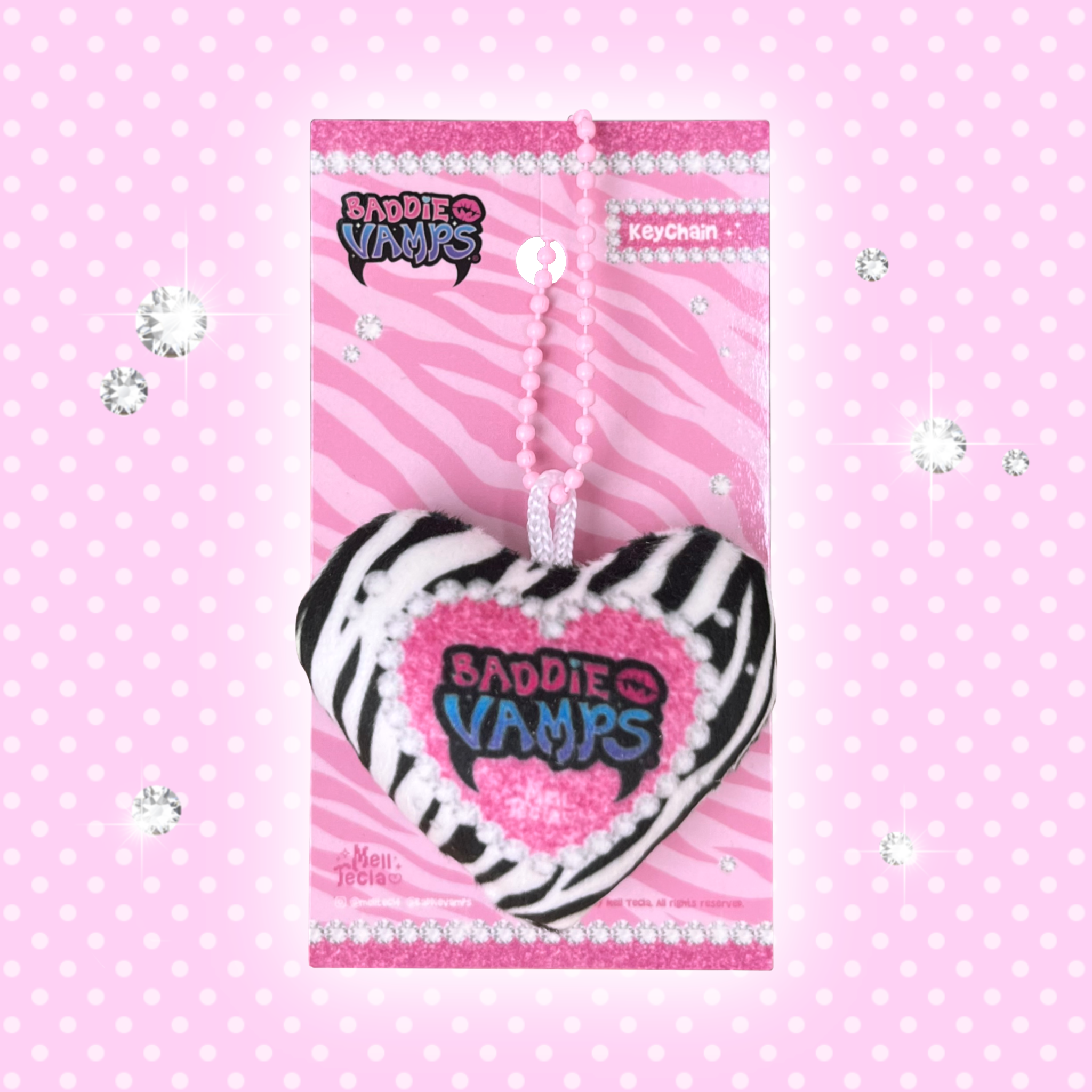 Zebra Heart Plush Keychain ❤︎